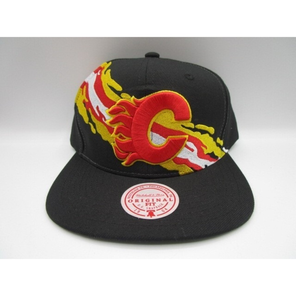 Mitchell & Ness NHL Calgary Flames Paintbrush Snapback Hat Original Fit Black